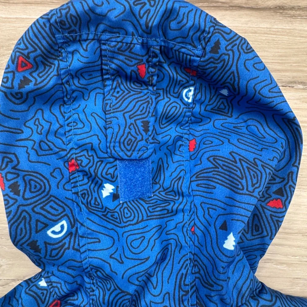 Columbia Boys Blue Topographic Omni-Wick Hooded‎ Windbreaker Jacket 3-6 Months